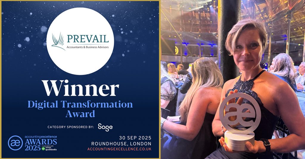 Prevail Accountancy named winner in Digital Transformation award category at Accounting Excellence awards