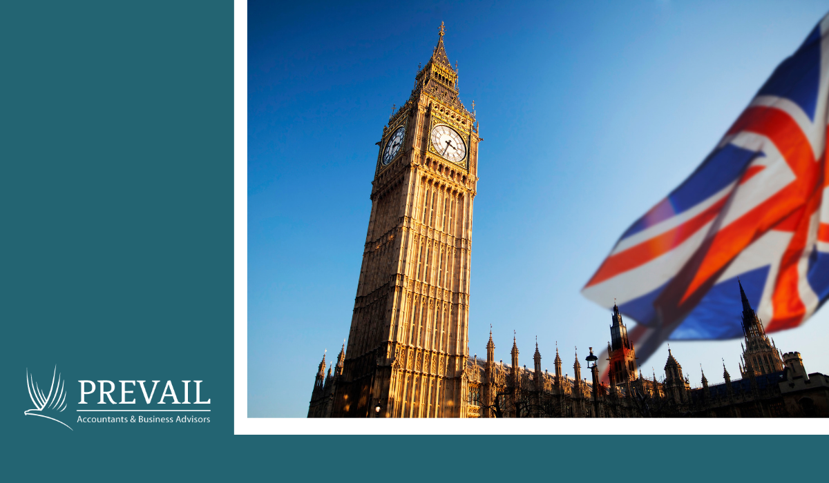 Big Ben with the British flag in foreground. Budget 2026.